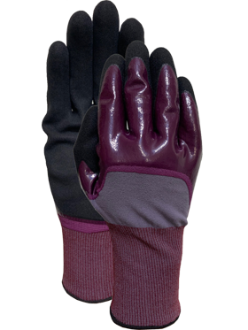 Nylon with Purple nitrile foam half dip / black nitrile micro finish palm coating glove