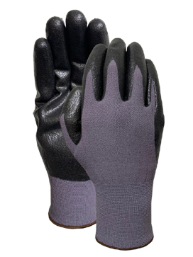 Gray nylon liner with black nitrile palm coating