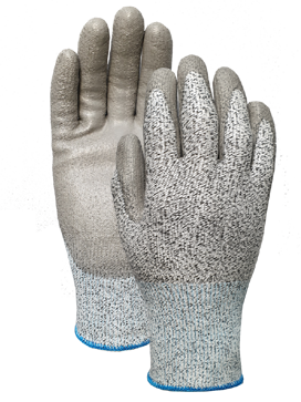 CUT 5 Black speckled gray PU glove