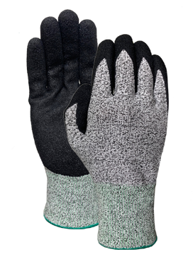 CUT 5 black speckled with nitrile sandy finish glove