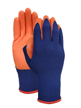 Navy nylon polyester with Orange nitrile foam palm glove