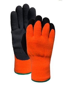 Orange acrylic(napping) liner with black crinkled finish palm coating