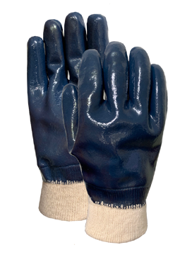 Jearsy knit wrist with blu nitrile full dip coating