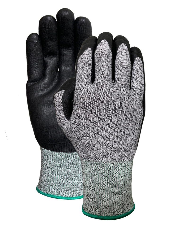 CUT 5 black speckled with nitrile foam coating glove