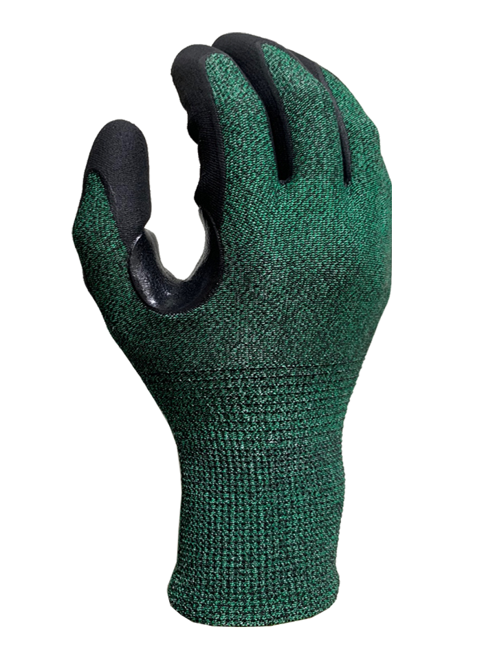 CUT3 Green liner with black nitrile foam (reinforcement patch) glove