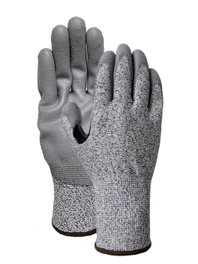CUT 5 HPPE/nylon/spandex liner Gray PU palm coating  glove with NBR reinforcement patch