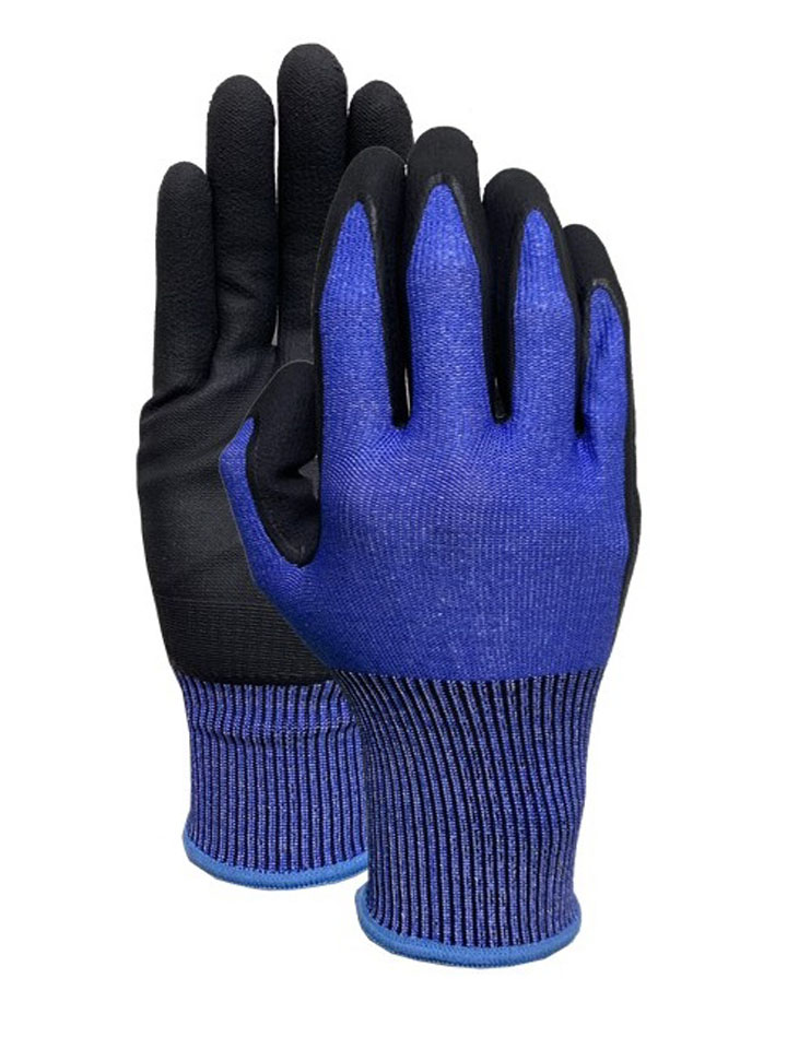 CUT3 Royal blue liner with black nitrile micro finish coating glove