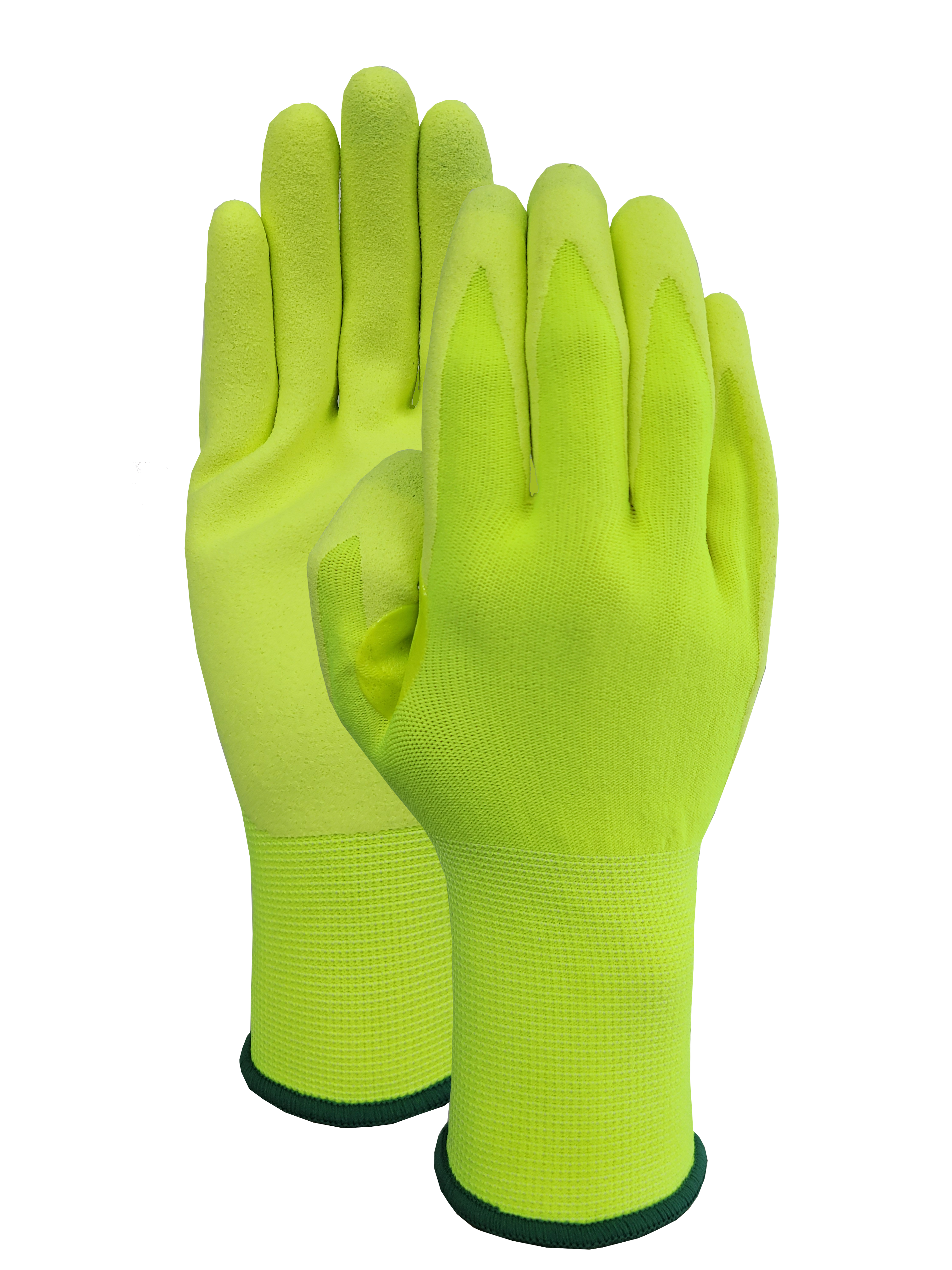 15G hiviz yellow  liner with NBR sandy finish palm coating glove(NBR patch, touch screen)