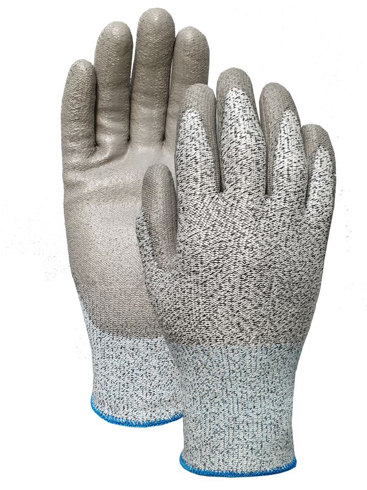 CUT 5 Black speckled gray PU glove