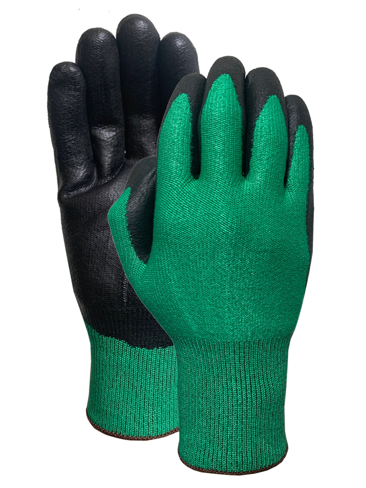 CUT 3  Green HPPE with black PU coating glove