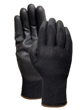 Black nylon liner with Black PU palm coating