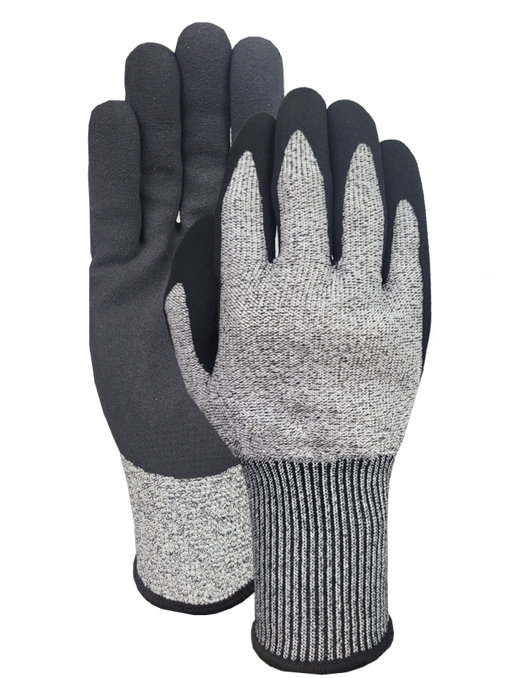 Cut F 13G HPPE/nylon/spandex liner + NBR sandy finish palm coating glove