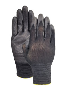 21G black nylon liner with black PU palm coating glove