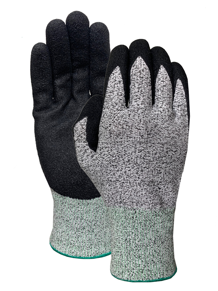 CUT 5 black speckled with nitrile sandy finish glove