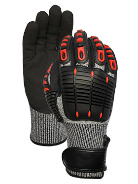 CUT 5 Black speckled Impact resistant glove