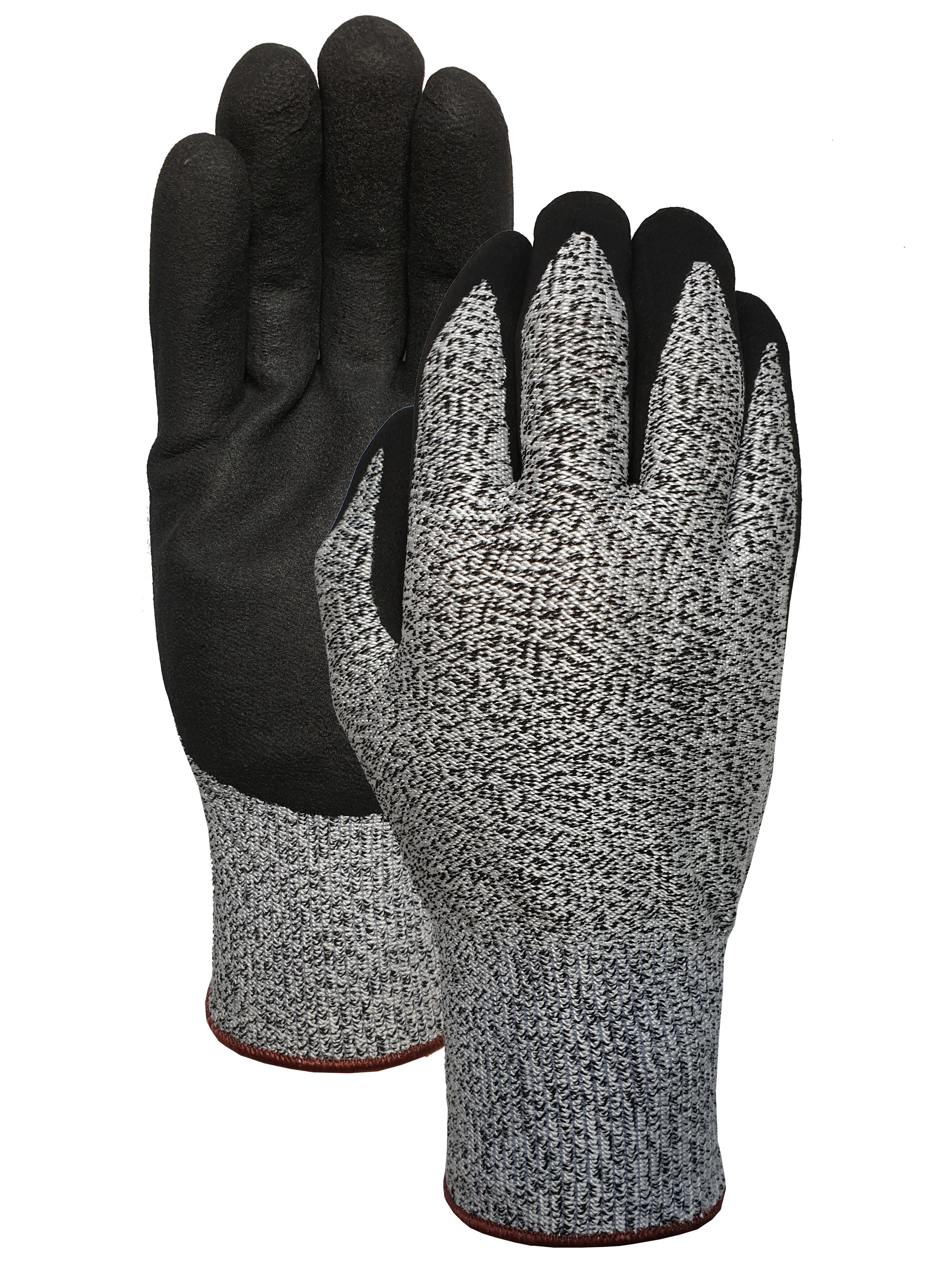 CUT 3 Black speckled with water based PU sandy finish glove