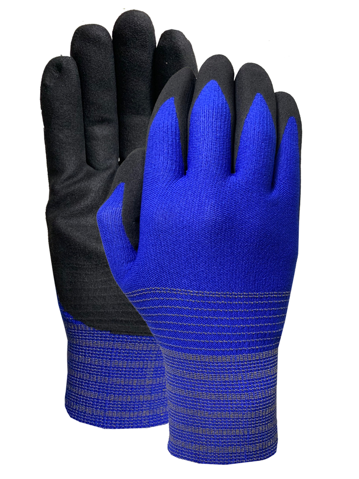 Royal blue nylon liner with black PUD sandy finish coating