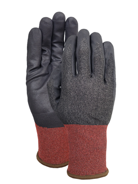 Cut D 21G black HPPE/nylon/spandex double knitting liner /NBR foam palm coating glove
