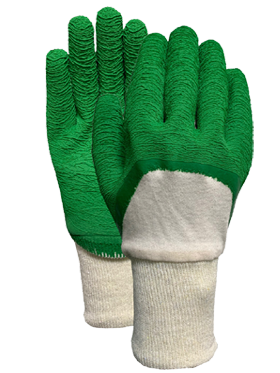 Interlock W/T knit wrist green latex crinckled finish half coating(3/4)