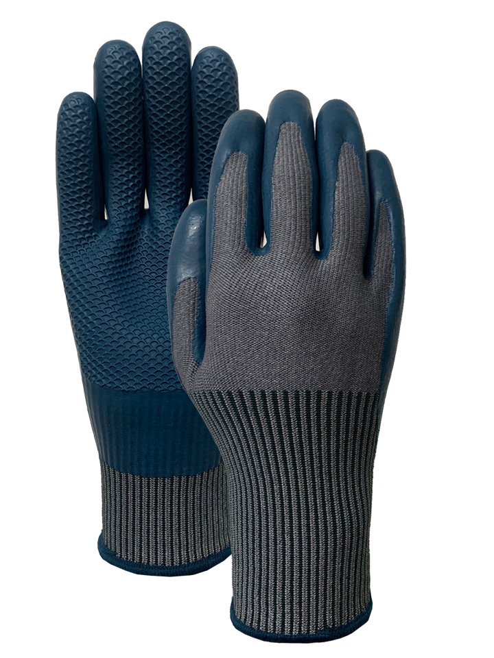 CUT 5 Gray speckled with  blue latex Glove